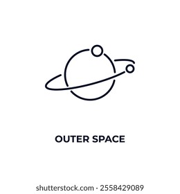 outer space outline icon. Linear vector from ai and tech concept. Thin line outer space icon isolated on white background