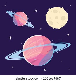 outer space planets and moon