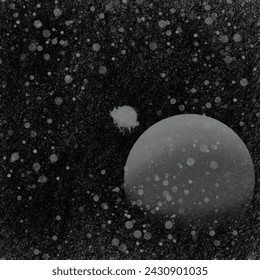 Outer space, planets and solar system illustration vector design with pencil, digital art