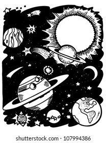 Outer Space - Retro Clipart Illustration