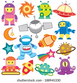 outer space and robot clip art set