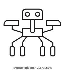 Outer Space Robot Line Icon Or Simple Rover Robot Vector Illustration For Space Icon Or Logo Template