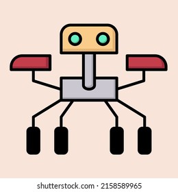 Outer space robot line icon or simple rover robot vector illustration for space icon or logo template