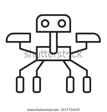 Outer space robot line icon or simple rover robot vector illustration for space icon or logo template