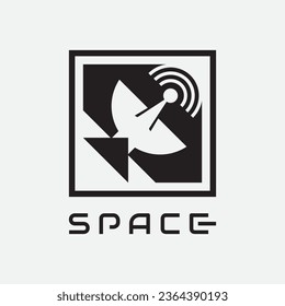 outer space satellite logo design vector