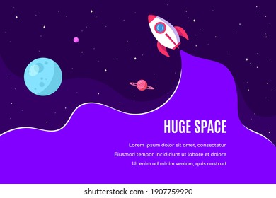 Outer Space, Science, Astronomy and Astrophysich Concept Banner Template Design. Flat Style Vector Illustration