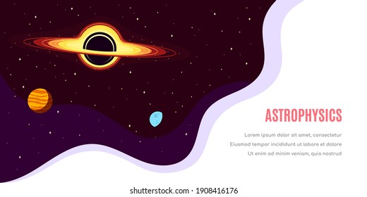 Outer Space, Science, Astronomy and Astrophysich Concept Banner Template Design. Flat Style Vector Illustration