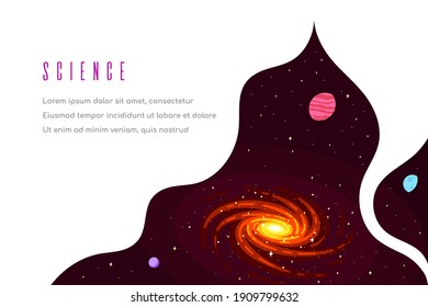 Outer Space, Science, Astronomy and Astrophysich Concept Banner Template Design. Flat Style Vector Illustration