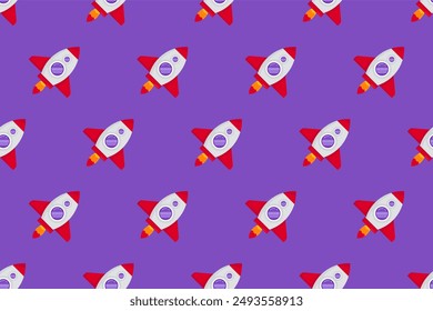 Outer space seamless pattern background. Astro seamless pattern background. Spacecraft seamless pattern background