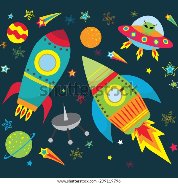 Outer Space Set wallpaper mural for toddlers. 