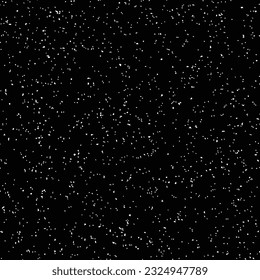 Outer space, starry dark sky, seamless pattern, black and white texture. Chaotic point spraying. Vector