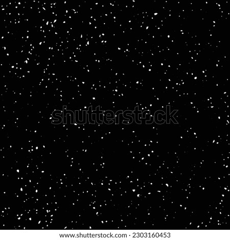 Outer space, starry dark sky, seamless pattern, black and white texture. Chaotic point spraying. Vector