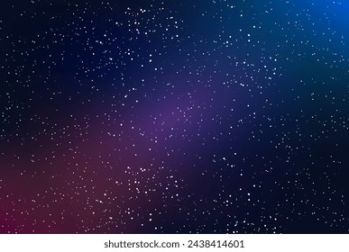 Outer space, starry night sky with glow, nebula, cosmos and galaxy, vector