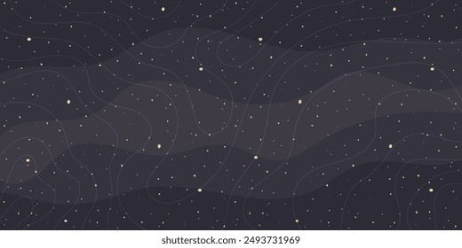 Outer space with stars and magnetic fields, cosmos, universe flat illustration, fantastic background, banner