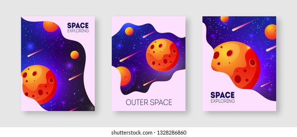 Outer space templates set for flyer, magazines, posters, book cover, banners.  Universe. Space exploring. 