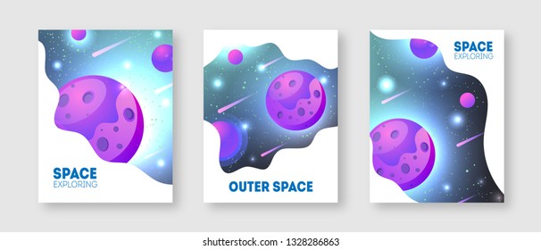 Outer space templates set for flyer, magazines, posters, book cover, banners.  Universe. Space exploring. 