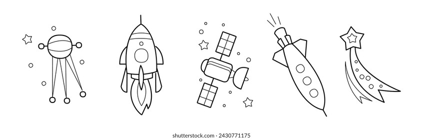 Outer Space and Universe Icon in Outline Style Vector Set