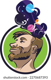 Outer space, universe in place of persons brain.