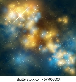 Outer space vector abstrac background with cosmic galaxy and stars. Space and galaxy with star background illustration