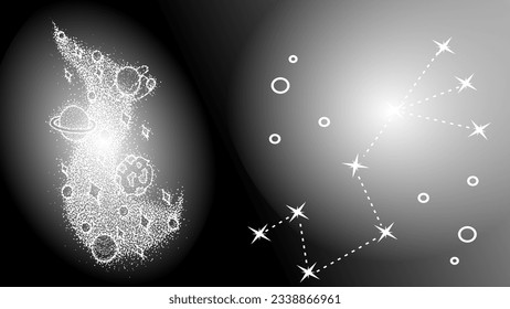 outer space vector illustration and celestial bodies decoration