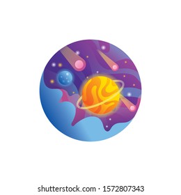 Outer space vector illustration planet in circle 