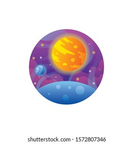 Outer space vector illustration planet in circle 