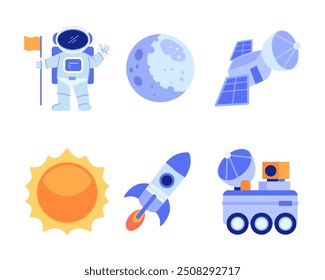 Outer space vector set. Explore outer space illustration, Isolated on white background