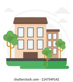 
The outer view of an apartment, residential building
