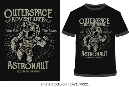 Outerspace Adventure, Outdoor Adventure  - Vintage Vector graphic typographic design for poster, label, badge, logo, icon or t-shirt