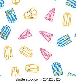outerwear female clothes girl vector seamless pattern thin line illustration
