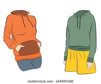 outerwear, hoodies, for girls. fashionable clothes concept. EPS 10 Vector Illustration