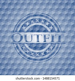 Outfit blue hexagon emblem. Vector Illustration. Detailed.
