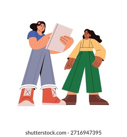 Outfit Discussion flat vector character concept illustration. 