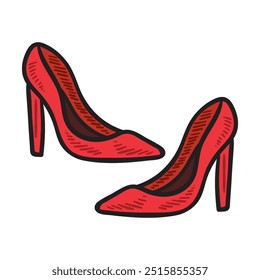 Outfit Formal Illustration Colored - Shoes Woman