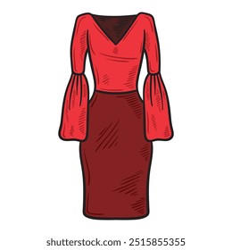 Outfit Formal Illustration Colored - Woman-01