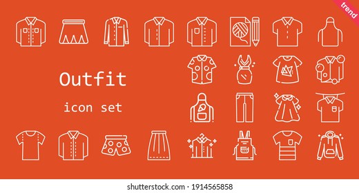 outfit icon set. line icon style. outfit related icons such as hoodie, dress, shirt, pants, skirt, tshirt, trousers, apron, fashion