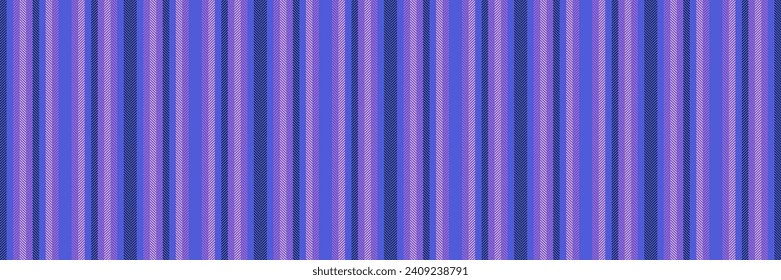 Outfit lines pattern vertical, simplicity vector texture stripe. Dining room fabric textile background seamless in blue and purple color.