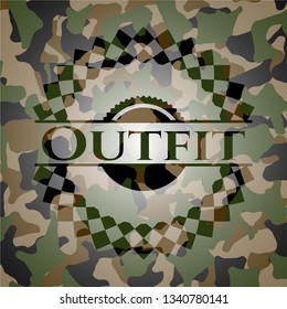 Outfit on camo texture