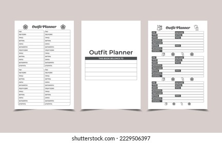 Outfit planning and fashion wear list checker interior. Regular outfit information tracker and costume design checker interior