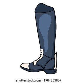 Outfit rider clothes for jockey boots illustration in cartoon style. Drawing isolated on a white background for design and decoration.