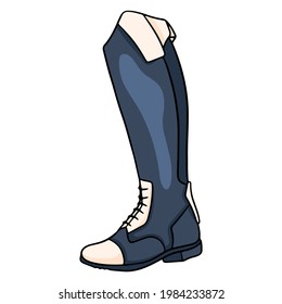 Outfit rider clothes for jockey boots illustration in cartoon style. Drawing isolated on a white background for design and decoration.