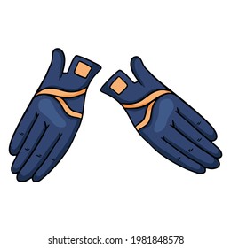 Outfit rider clothing for jockey gloves illustration in cartoon style. Drawing isolated on a white background for design and decoration.