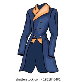 Outfit rider clothing for jockey jacket illustration in cartoon style. Drawing isolated on a white background for design and decoration.