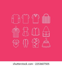 outfit set baby daughter son shopping bag lines minimal icon