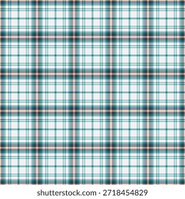 Vector textil de la textura del traje, fondo a cuadros de patrón antiguo. Tela de Industrial tartán sin fisuras a cuadros en blanco y paleta de colores cian.
