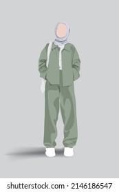 OUTFIT WOMEN'S STYLE HIJAB STYLE FLAT VECTOR ILLUSTRATION