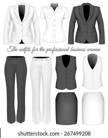 The Outfits for the Professional Business Women.  Formal wear for women. Vector illustration.