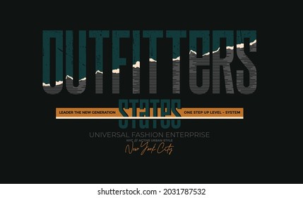 Outfitter states, NYC, New York City modern and stylish typography slogan. Colorful abstract design vector illustration for print tee shirt, typography, background, poster and more uses.