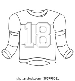 Outfitting a hockey player, hockey ammunition, sports equipment black white outline drawing.