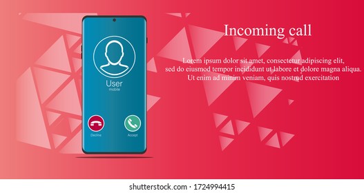 Abgehende Anrufbanner. Smartphone mit Anrufmenü und rotem Hintergrund.
